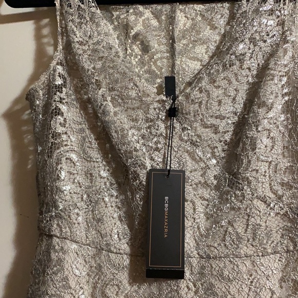 BCBGMaxAzria Y2K NWT Vintage silver lace Cocktail Dress - Picture 8 of 10